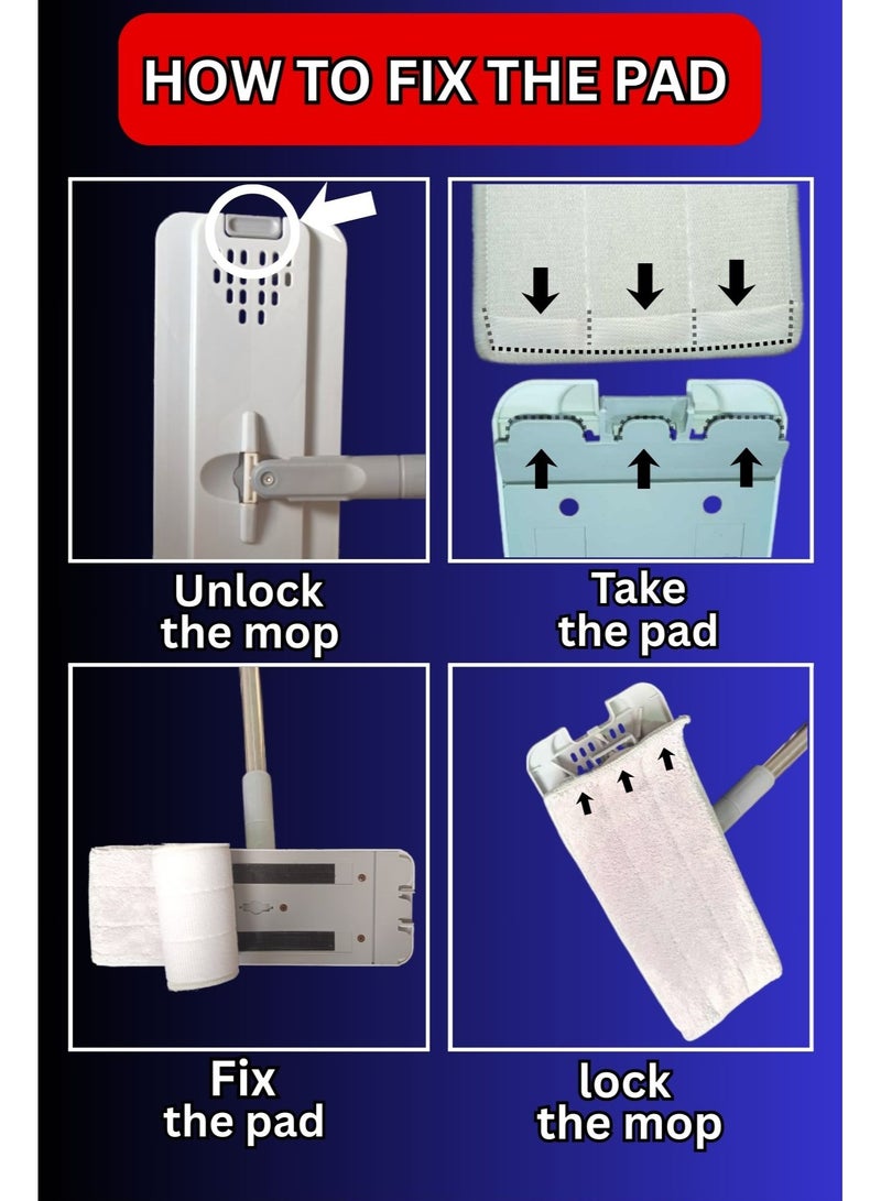 Flat Mop and Bucket Set for Floor Cleaning – Microfiber Flat Mop with Long Handle and Wringer Bucket – Squeeze Mop for Wet and Dry Use – Ideal for Home, Window, and Floor Cleaning in UAE - Image 5