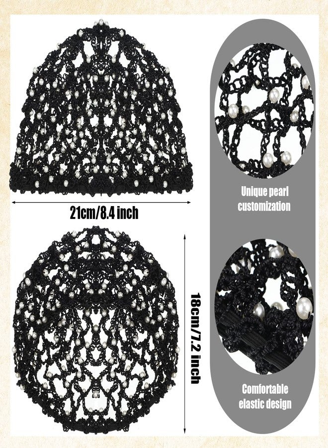 MTLEE 4 Pieces Snoods for Women Hair Net Pearl Crochet Mesh Hairnet Mesh Rayon Knit Hair Wrap Cover for Sleeping - Image 2