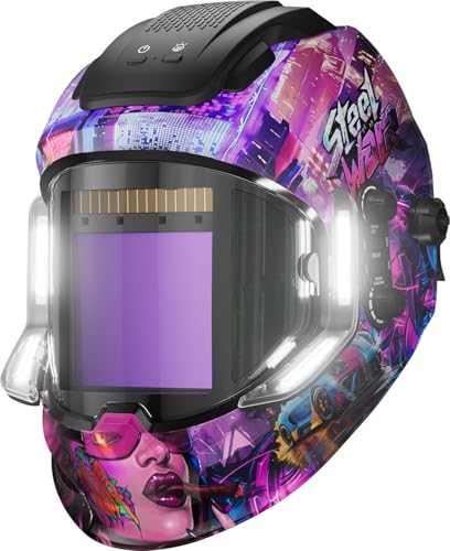 ANDELI Welding Helmet with 4 LED Light, Panoramic Large Viewing Screen 3.94"X3.74" True Color Auto Darkening Welding Helmet, 4 Arc Sensor 4/5-9/9-13 Type-C Charging MONERCP-LED-PRO - Image 1
