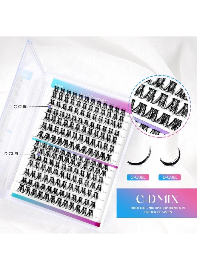 LANKIZ - Diy Lash Extensions Wispy Lash Clusters Individual Lash Extensions168 Clusters C+ D Mix Curl Soft & Lightweight 1016Mm Mix Resuale Wide Band+Mix Style Cluster Lashes (Classic C/D) - Image 1