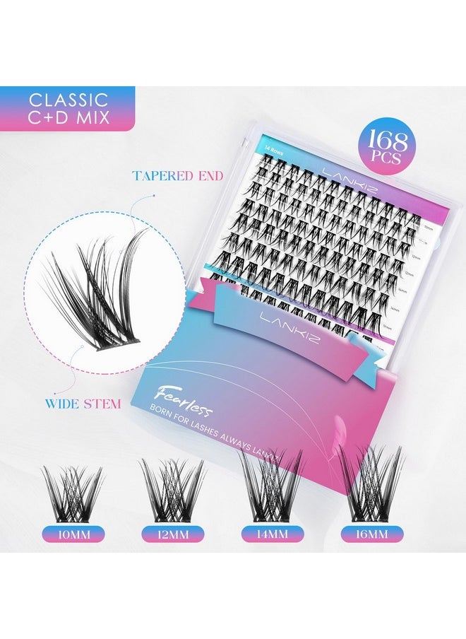LANKIZ - Diy Lash Extensions Wispy Lash Clusters Individual Lash Extensions168 Clusters C+ D Mix Curl Soft & Lightweight 1016Mm Mix Resuale Wide Band+Mix Style Cluster Lashes (Classic C/D) - Image 1