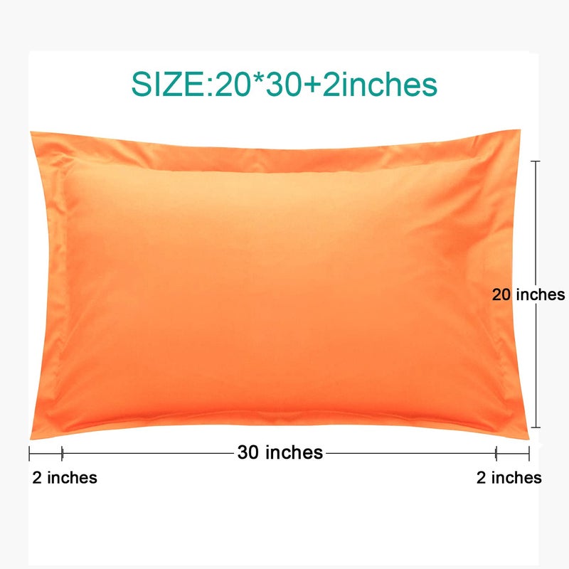 إن تي باي NTBay Queen Pillow Shams - 2 Pack Microfiber 20x30 Coverings - Super Super and Dozy Growner Resistant 20x30 Indcses Oxford Plowcases Orange  - Image 4