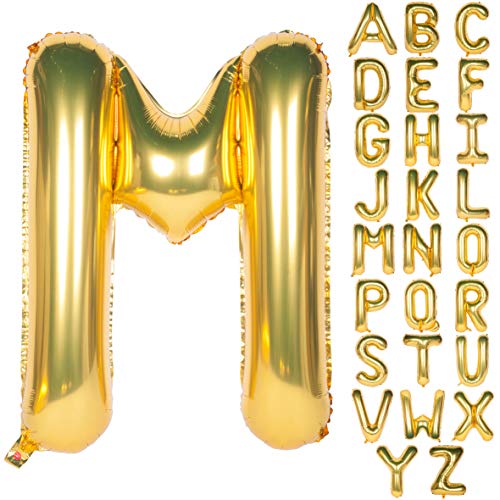 CHANGZHONG Letter Balloons 40 Inch Giant Jumbo Helium Foil Mylar for Party Decorations Gold M - Image 1