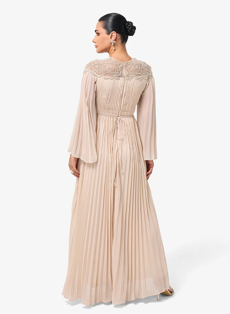 ثريدز باي اجوني فستان ماكسي مطوي بأكمام واسعة