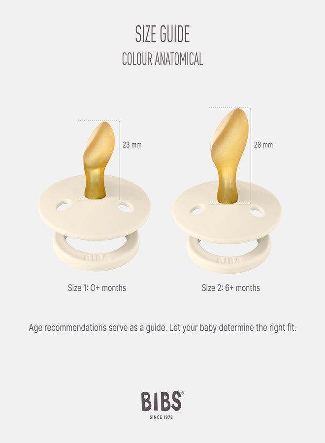 BIBS Pacifiers - Set of 2 | Colour Pacifier with Anatomical Nipple | BPA-Free Natural Rubber | Made in Denmark | Ivory/Blush, 0-6 Months - Image 2