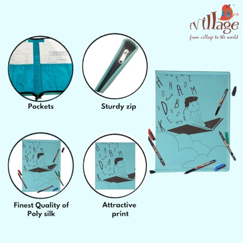 IVillage Poly Silk Printed File Folders | Suitable for Kids, Teenagers and Adults | Theme Based - Education| Lightweight, Durable and Eco - Friendly | Pack of 1 | Blue| Size : 14 * 10 Inches - Image 3