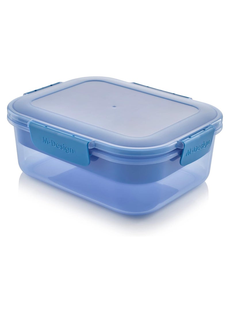 2.1L Lunch Box with Tray in Blue with Blue Clips - Image 1