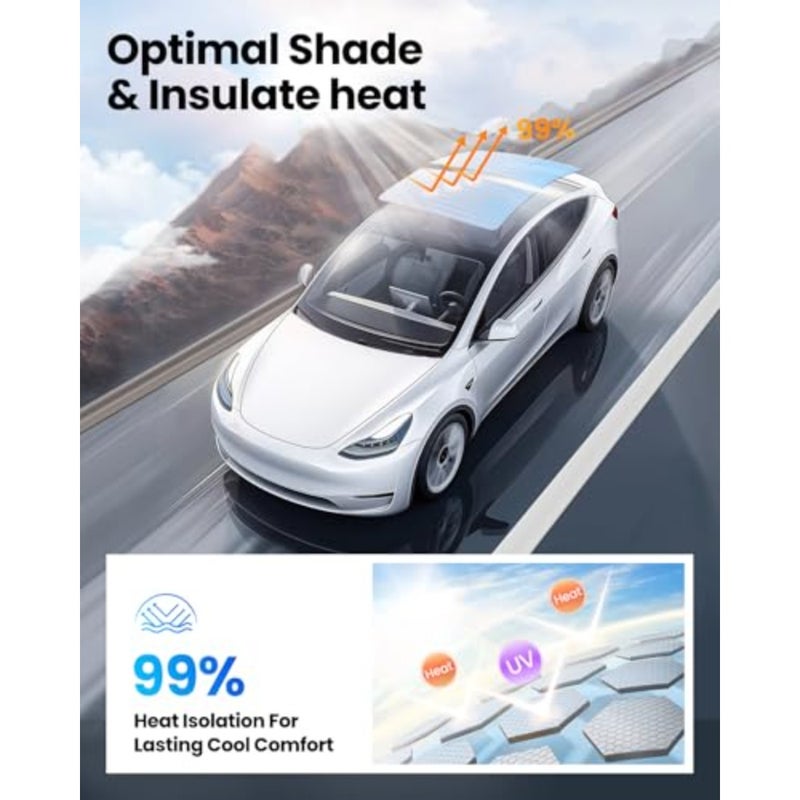 2025 Upgraded Tesla Model 3 Sunshade Roof [No-Sagging, No Gaps] Tesla 3 Accessories Heat Insulation Glass Sunroof Cover for Model 3 2025 2PCS, Interior Grey - Image 3