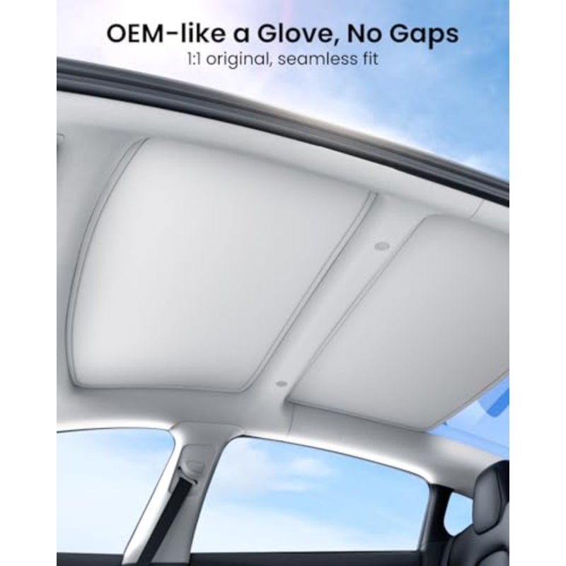2025 Upgraded Tesla Model 3 Sunshade Roof [No-Sagging, No Gaps] Tesla 3 Accessories Heat Insulation Glass Sunroof Cover for Model 3 2025 2PCS, Interior Grey - Image 5