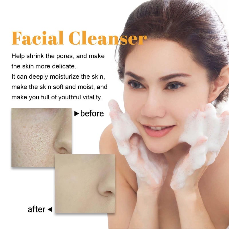 JISKG 2 Pcs Turmeric Facial Cleanser, Glow Wash Turmeric Face Wash With Brush, Deep Cleansing Exfoliating for Women All Skin. - Image 2