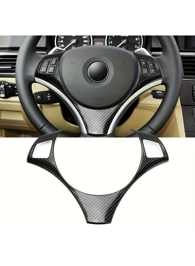 إطار زر عجلة القيادة الأسود غطاء زخرفة لسيارات BMW E90 E91 E92 E93 2005-2012 - Image 2