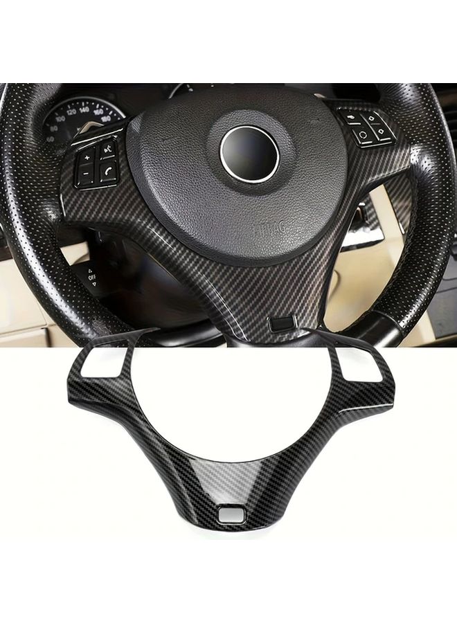 إطار زر عجلة القيادة الأسود غطاء زخرفة لسيارات BMW E90 E91 E92 E93 2005-2012 - Image 1