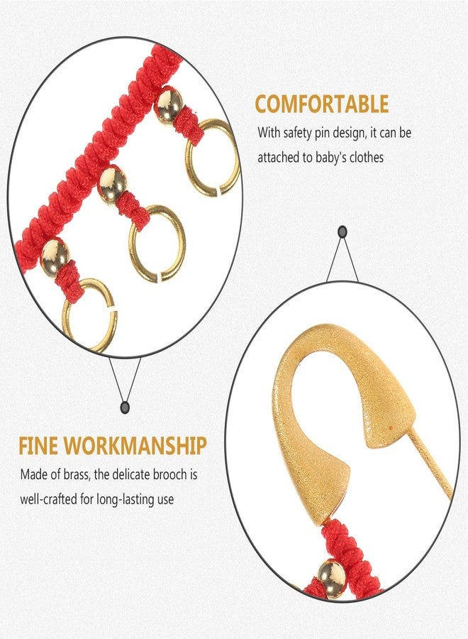 ORFOFE Vintage Safety Pin Brooch with Red Rope Brass Decorative Brooch for Newborns Present for Maternity and Clothing - Image 4