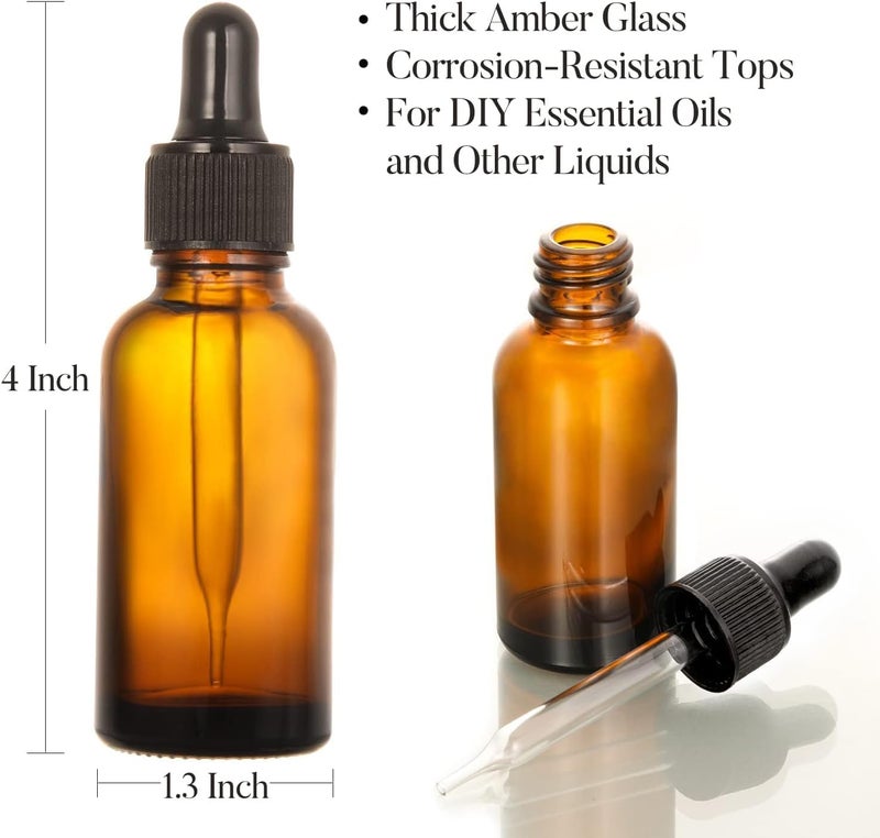 Set of 2 Droppers (2 Droppers) Glass 30ml Dark Amber - Image 2