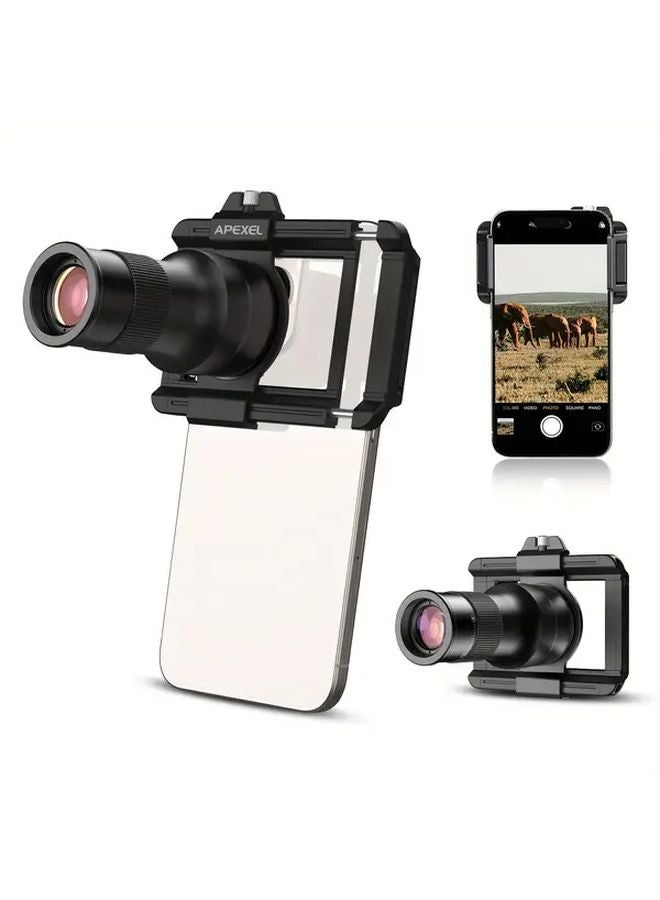 عدسة الهاتف الذكية Apexel 6X للتقريب والماكرو، تلسكوب أحادي العين أسود 2 في 1 - Image 2