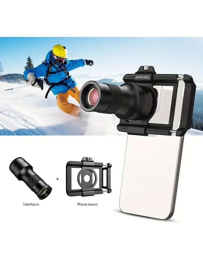 عدسة الهاتف الذكية Apexel 6X للتقريب والماكرو، تلسكوب أحادي العين أسود 2 في 1 - Image 4