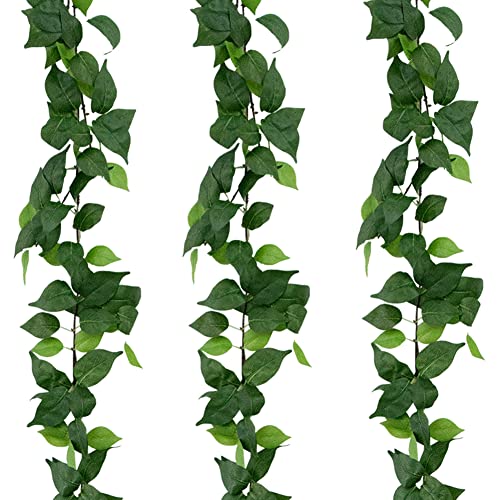 dallisten 3 Strands Artificial Vines Kit, 71" Silk Eucalyptus Ivy Garland Green Leaves Natural Odorless, Fake Greenery Hanging Plants Decoration for Home, Bedroom, Wall, Party, Wedding Decor - Image 1