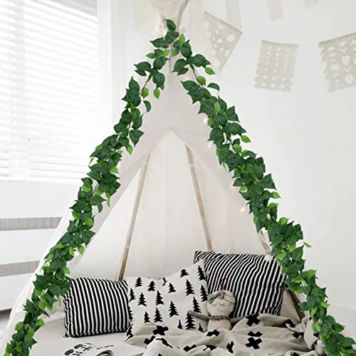 dallisten 3 Strands Artificial Vines Kit, 71" Silk Eucalyptus Ivy Garland Green Leaves Natural Odorless, Fake Greenery Hanging Plants Decoration for Home, Bedroom, Wall, Party, Wedding Decor - Image 5
