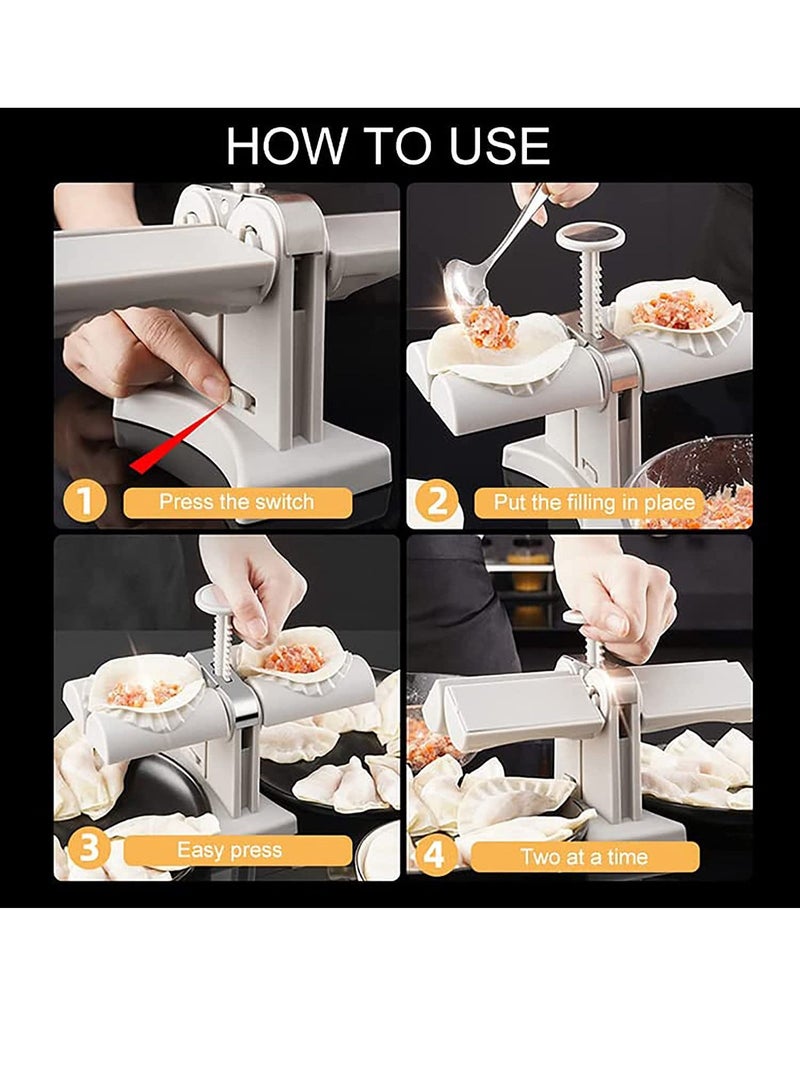 GENNEXT Automatic Dumpling Maker,Household Double Head Dumpling Press Machine Mould, Safe Healthy Stainless Steel Kitchen Tool for Dumpling Making, Wrap Two at A Time - Image 3