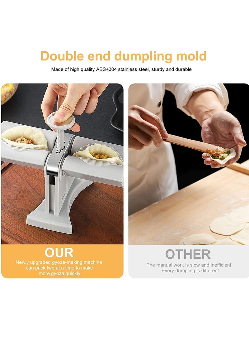 GENNEXT Automatic Dumpling Maker,Household Double Head Dumpling Press Machine Mould, Safe Healthy Stainless Steel Kitchen Tool for Dumpling Making, Wrap Two at A Time - Image 2