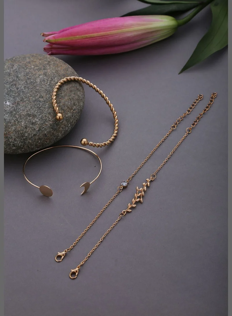 SOHI Pack of 4 Gold Plated Designer Bracelet