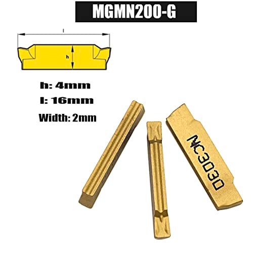 LAHDYFHOE GBJ MGMN200-G 10pcs Tin Coated Carbide Grooving Inserts 2mm Wide Grooving Carbide Inserts Lathe Cutters for MGEHR/MGIVR Lathe Grooving Cut-Off Tool - Image 2