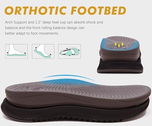 ONCAI Men's Hiking Sandals with Arch Support Mesh Athletic Walking Sandalias Summer Outdoor Cushion Thick Rubber Soles and Recovery Sports Fisherman Sandals Brown Size 10.5 - Image 4
