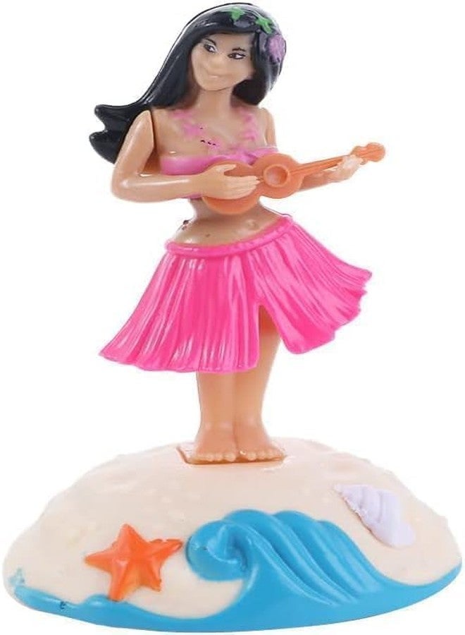 Tnyvm Pink Solar Powered Dancing Hawaiian Girl with Grass Skirt - Swinging Head Doll for Car Dashboard and Desktop Ornaments, Decorations - Image 1