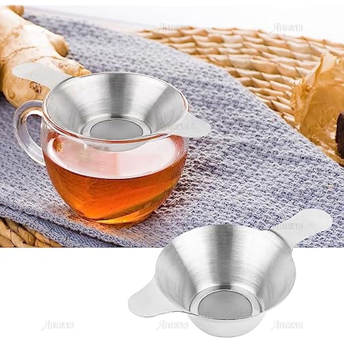 AUEAR 4 Pack Stainless Steel Tea Strainer Fine Mesh Infuser Funnel Different Size Leaf Filter With Double Handles For Coffee Flour Sugar - Image 4