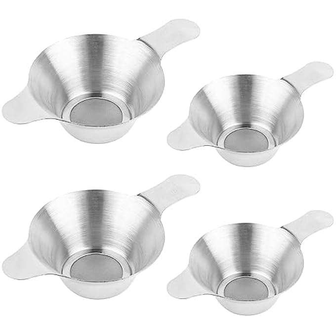 AUEAR 4 Pack Stainless Steel Tea Strainer Fine Mesh Infuser Funnel Different Size Leaf Filter With Double Handles For Coffee Flour Sugar - Image 1