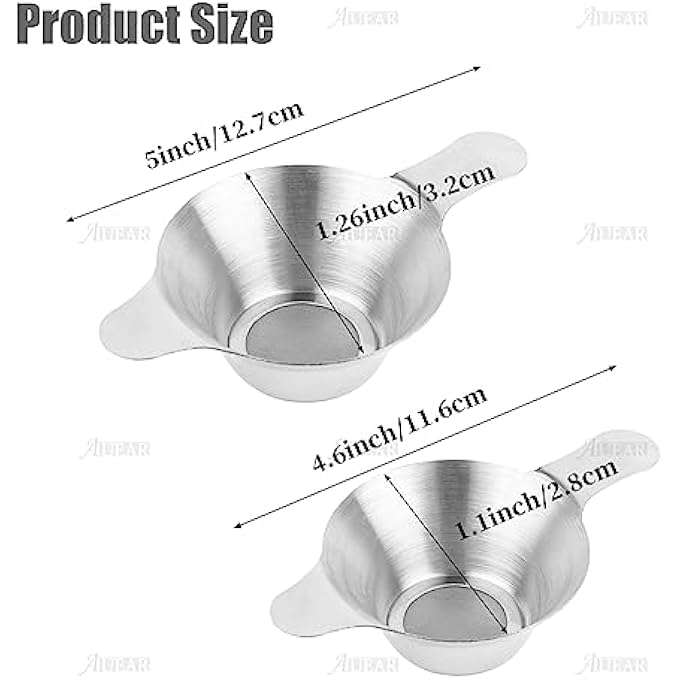 AUEAR 4 Pack Stainless Steel Tea Strainer Fine Mesh Infuser Funnel Different Size Leaf Filter With Double Handles For Coffee Flour Sugar - Image 3