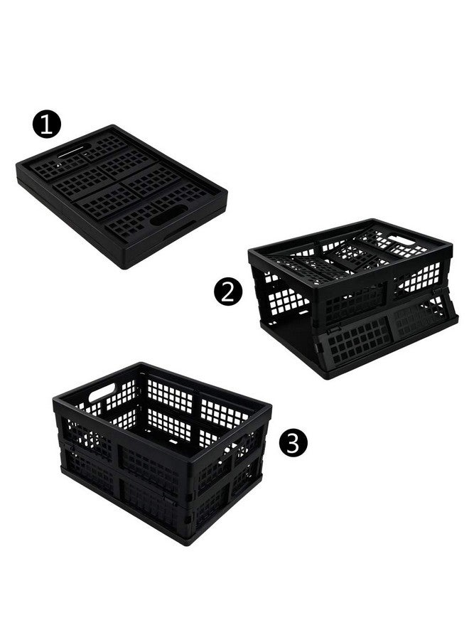 Saedy 16 Liter Black Folding Storage Crates, Collapsible Crate Plastic Basket Bins, 2 Packs - Image 2