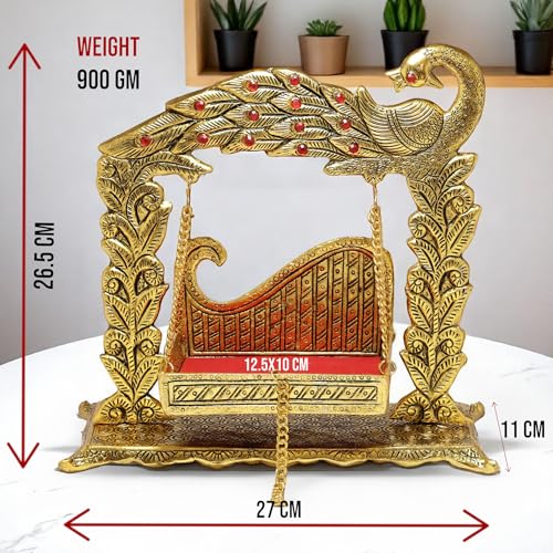 KridayKraft Laddu Gopal Palana Metal Jhulla for Janmastmi Festive Gold Plated Decor Your Home, Temple Office,Gift Article. - Image 2