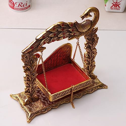 KridayKraft Laddu Gopal Palana Metal Jhulla for Janmastmi Festive Gold Plated Decor Your Home, Temple Office,Gift Article. - Image 3