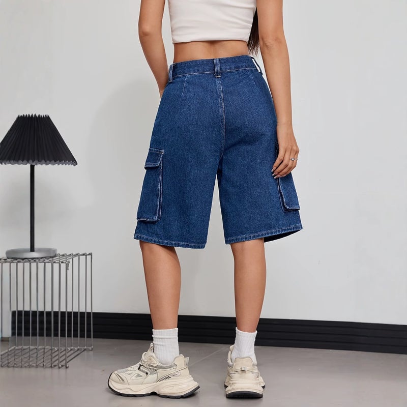 Women's High-Waist Straight-Leg Denim Shorts - Image 4