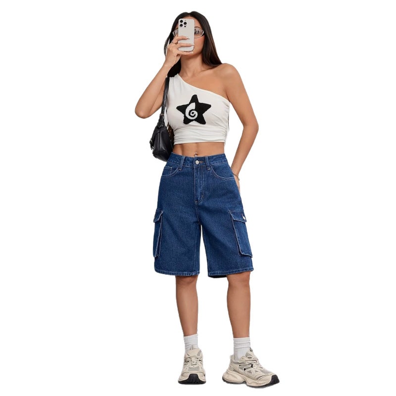 Women's High-Waist Straight-Leg Denim Shorts - Image 5