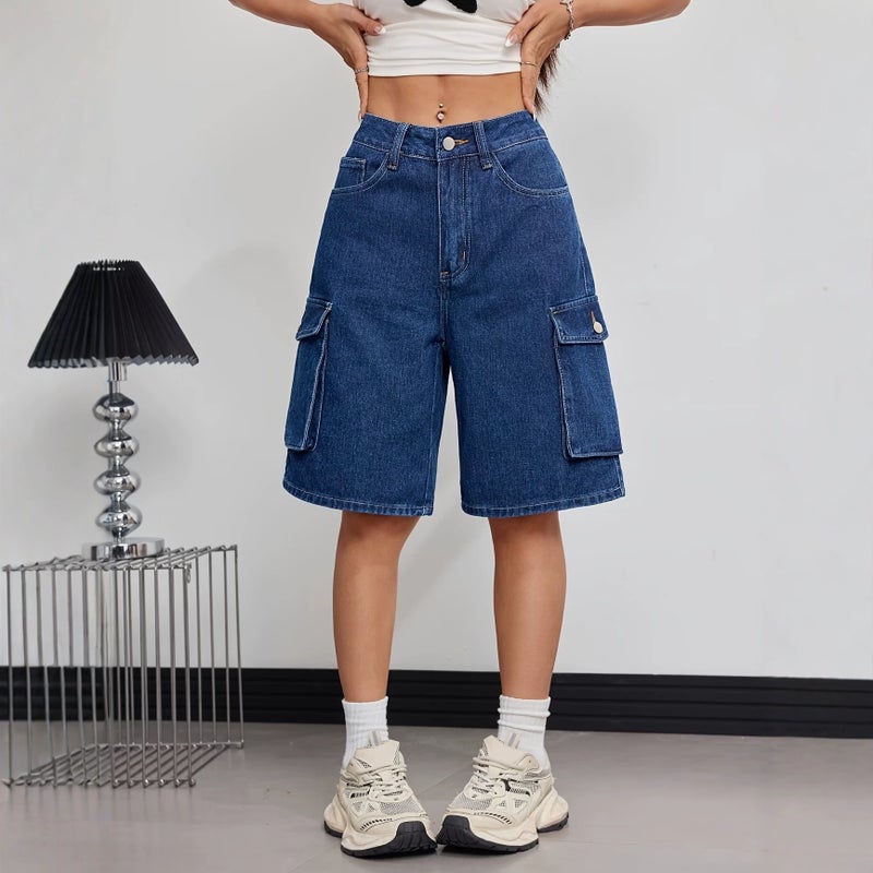 Women's High-Waist Straight-Leg Denim Shorts - Image 1