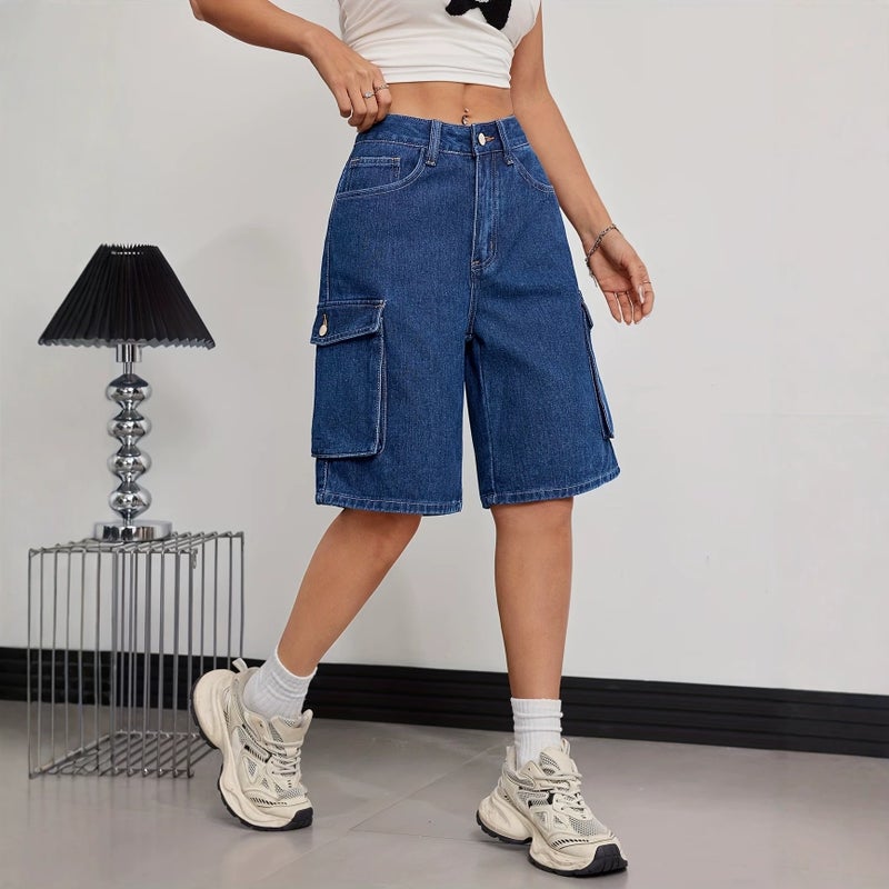 Women's High-Waist Straight-Leg Denim Shorts - Image 2