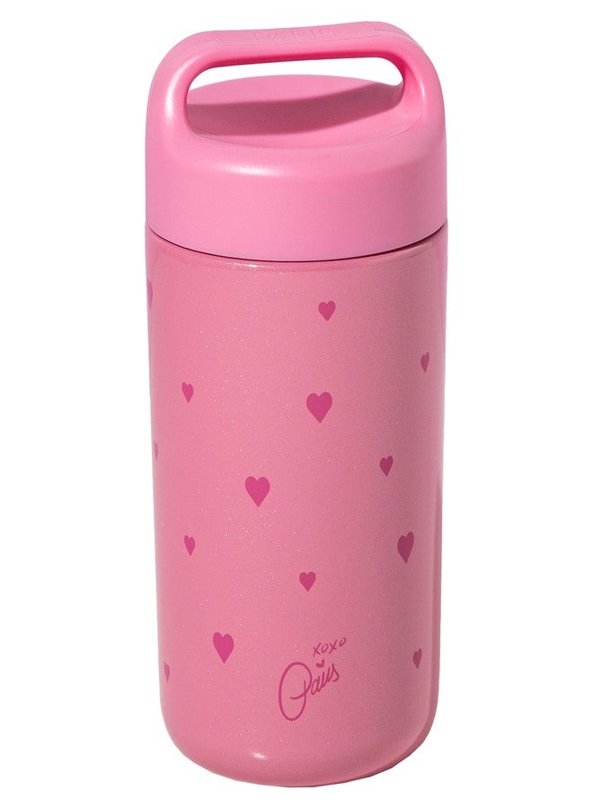 Paris Hilton Stainless Steel Food Jar, Double Wall Vacuum Sealed Insulated Food Storage Container with Carry Handle Lid, 16-Ounce, Pink with Heart Design - Image 1