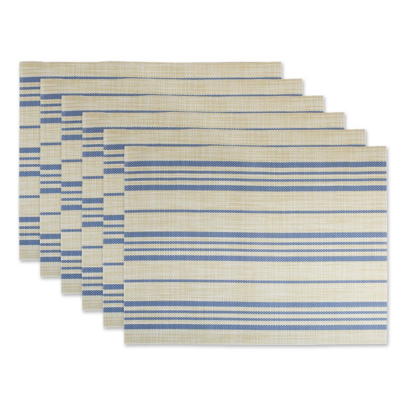 DII French Blue Farmhouse Stripe PVC Woven Placemat
