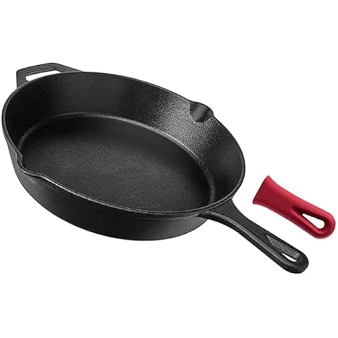 BLYPHOO Cast Iron Skillet PreSeasoned Frying Pan Upgraded Seasoned Cast Iron Pan With Handles  Premium Cookware Skillet  Safe Grill Cookware For Indoor  Outdoor Use 26Cm Black - Image 1