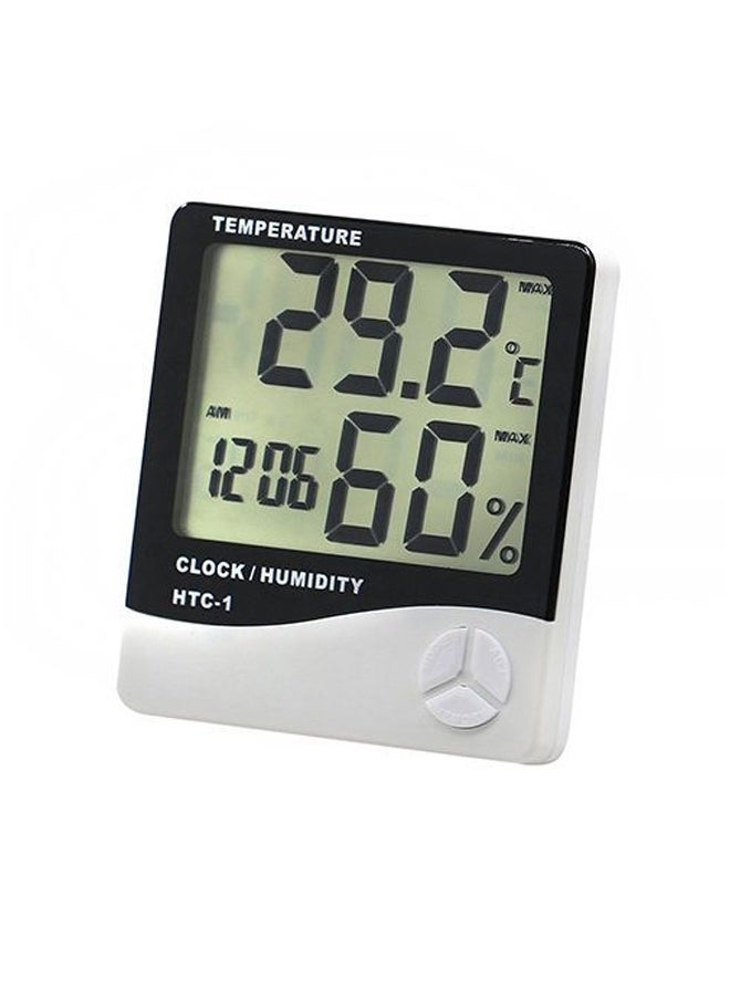 Generic Wall Hanging Digital LCD Thermometer Hygrometer White/Black 10x10.8x2centimeter  - Image 1