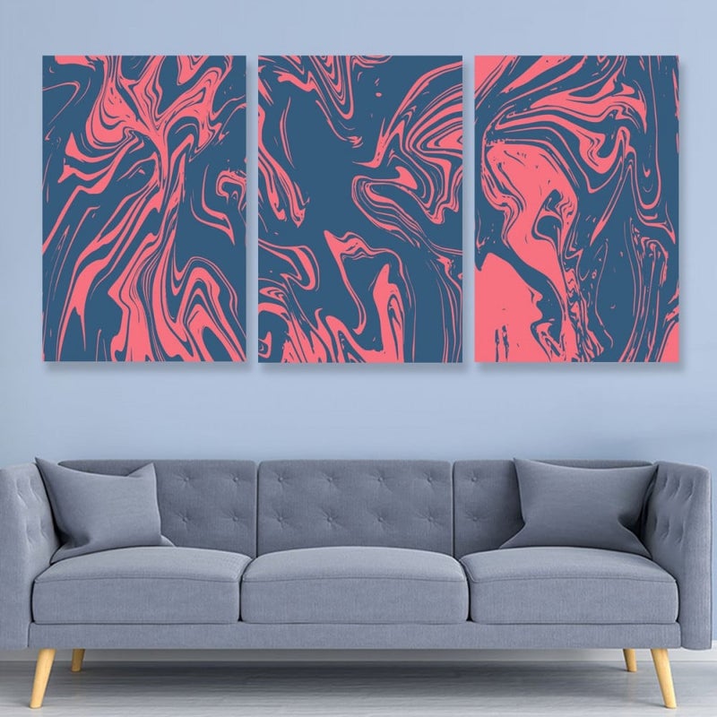 ماركتنا ثلاث لوحات قماشية بتصميم مودرن مع برواز مجوف مقاس (90×40) ثلاث قطع - Image 1