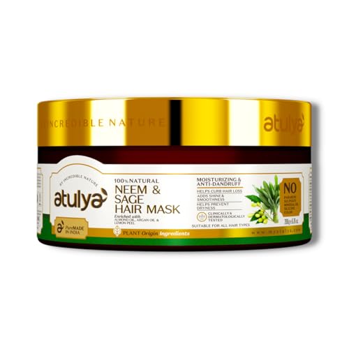 Atulya Neem & Sage Hair Mask for Controlling Dandruff & White Flakes | Anti-Dandruff | Reduces Hair Fall | Paraben, Sulphate & Silicone Free | All Hair Types | 200gm - Image 1