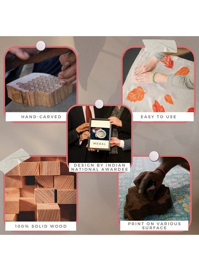 Hashcart Rosewood Printing Stamps for Saree Border, Pack of 10, Brown and White - Image 3