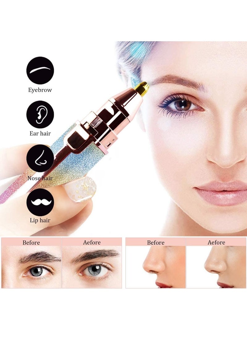 2 in 1 Eyebrow Trimmer & Facial Hair Remover for Women, Rechargeable Eyebrow Razor and Painless Hair Removal, Hair Trimmer and Body Shaver for Lips Nose Face Ear Hair - Image 3