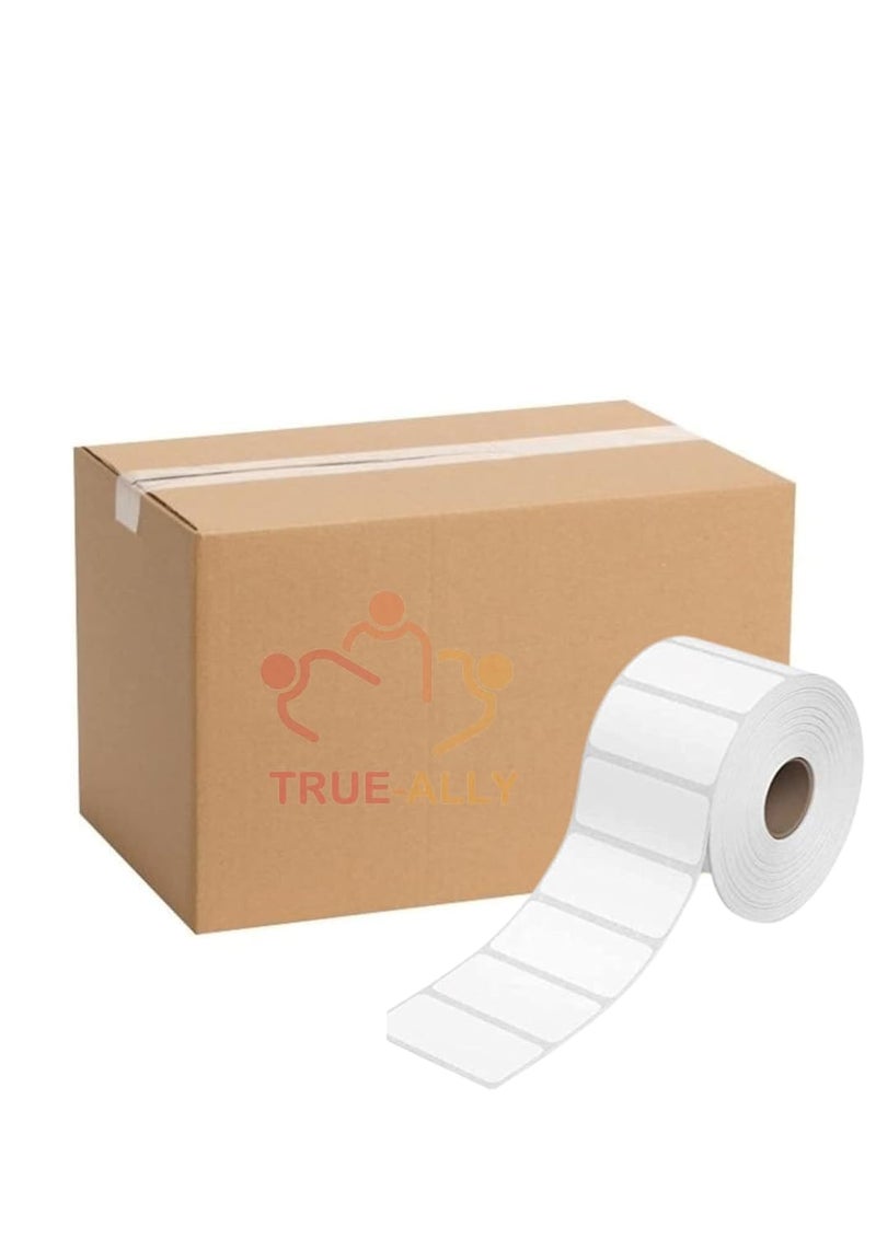 True-Ally ملصق باركود حراري مباشر 50x30 - 2 × 1.18 بوصة - 50 مم × 30 مم - 1000 ملصق لكل لفة - ملصق أبيض ذاتي اللصق للطباعة على الباركود (10 لفة لكل عبوة (10000 ملصق)) - Image 1