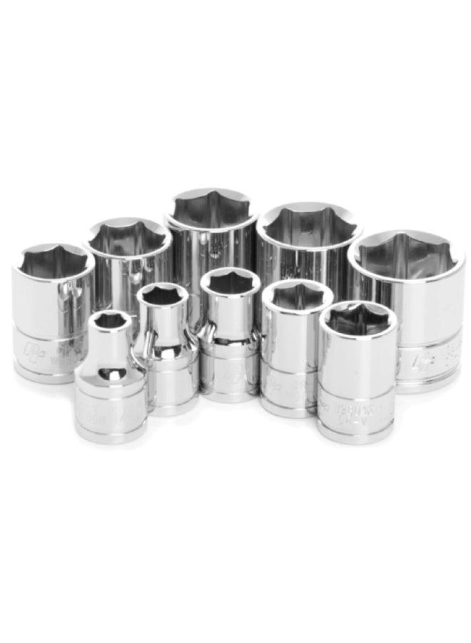 ACE 10-Piece SAE Socket Set Silver 3/8 Inch W38002  - Image 1