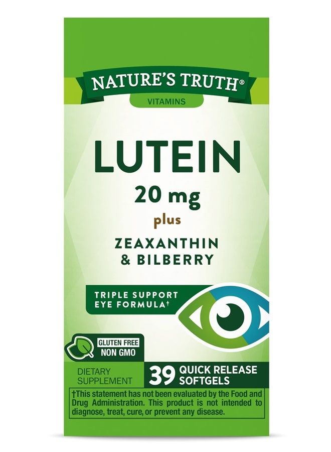 Nature's Truth Lutein and Zeaxanthin with Bilberry | 20 mg | 39 Softgels | Non-GMO & Gluten Free Supplement | by Nature's Truth - Image 1