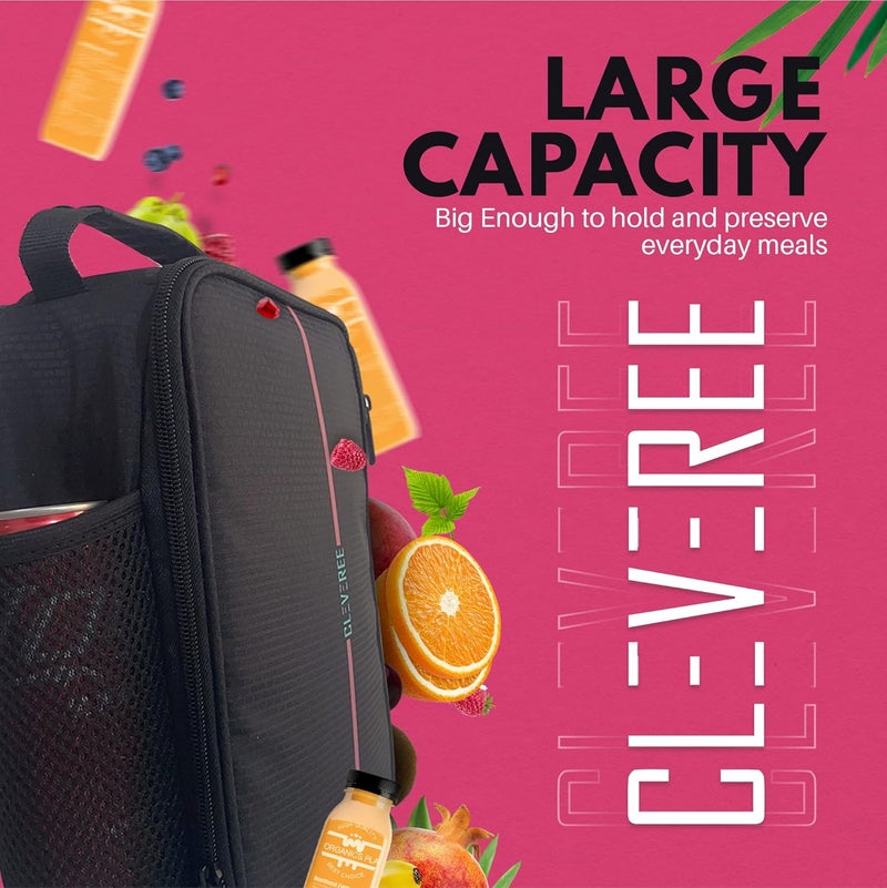 CLEVEREE Lunch Bag for adults teens children and kids for work and school (Electric Black) - Image 2